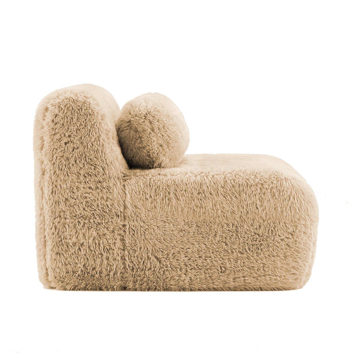 Aviana Armless Sofa with Pillow – Plush Fabric, Light Khaki