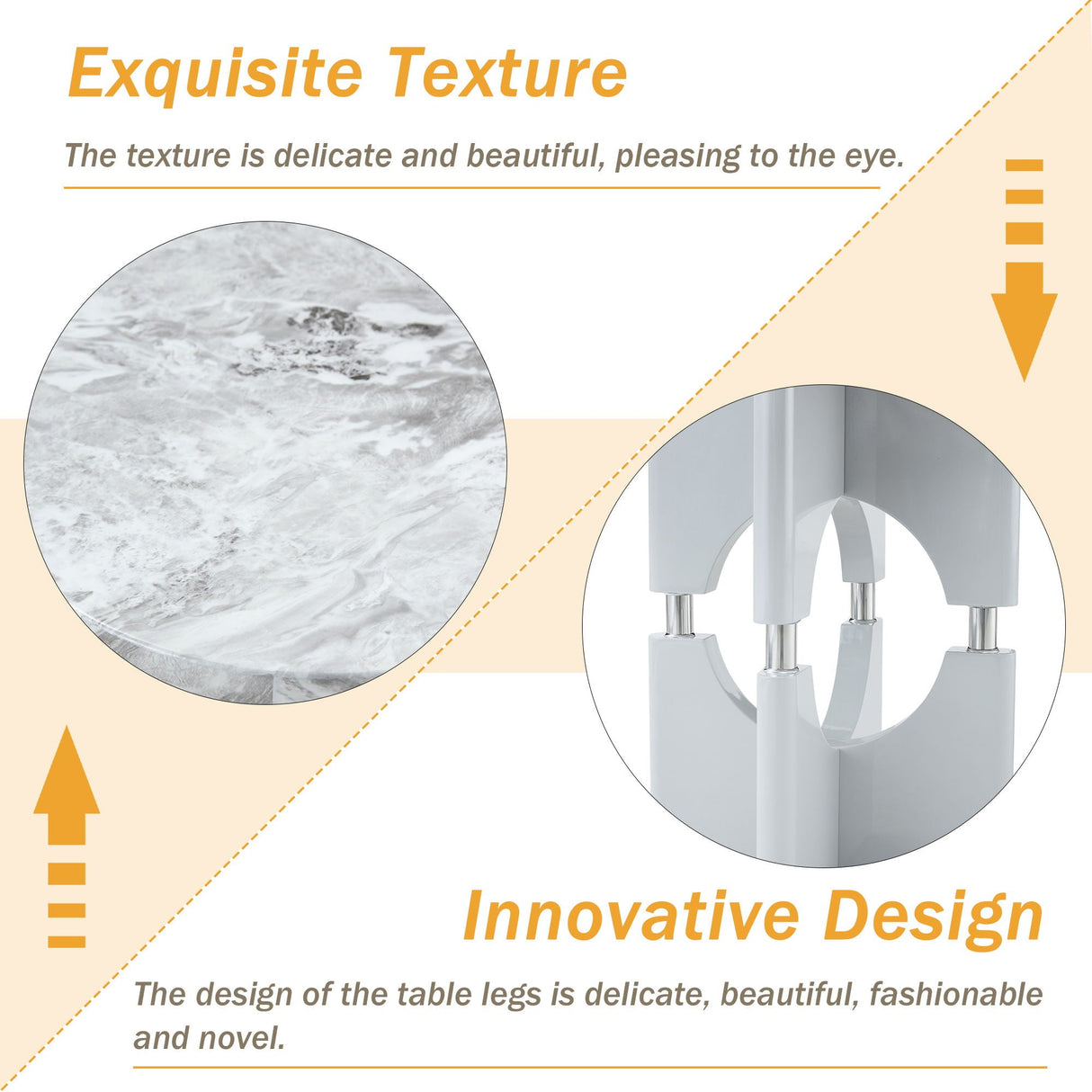Modern Dining Table With Sleek Hollow-Out Frame And Accents