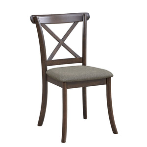 Wooden X Back Dining Chairs Set of 2 Modern Fabric Upholstered