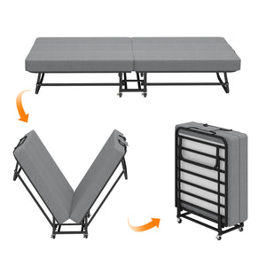 75" Folding Bed with Memory Foam Mattress