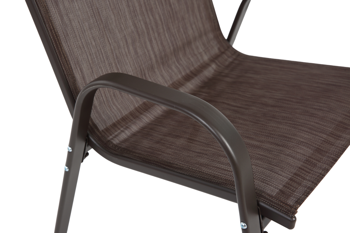 4 Piece Patio Chairs Set with Breathable Textilene Fabric (Brown)