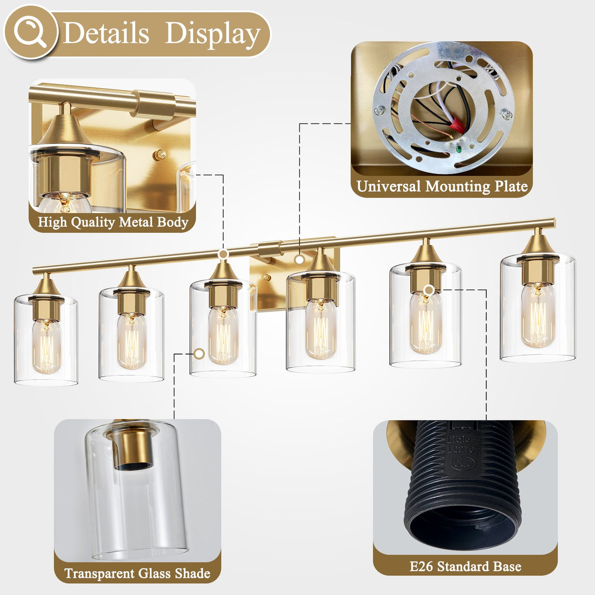 6-Light Brushed Bathroom Lighting