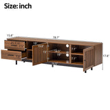 78 inch Modern TV Stand for TVs up to 85 inchesEntertainment Center with Deep Drawers & Cable ManagementSoft-Closing HingesSolid Wood Legs in Walnut Finish