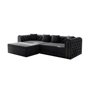 3-In-1 Convertible Sleeper Sofa With Movable Ottoman For Living Room