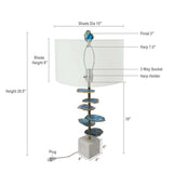 15x29.5" Blue and White Agate Slice Table Lamp with Marble Base