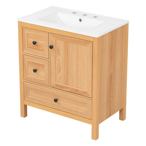 Modern Bathroom Vanity With Sink, Soft Close Drawers & Door, Storage Rack
