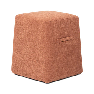 Oliver 16' Tapered Square Upholstered Ottoman in Spice Orange Fleeced Teddy