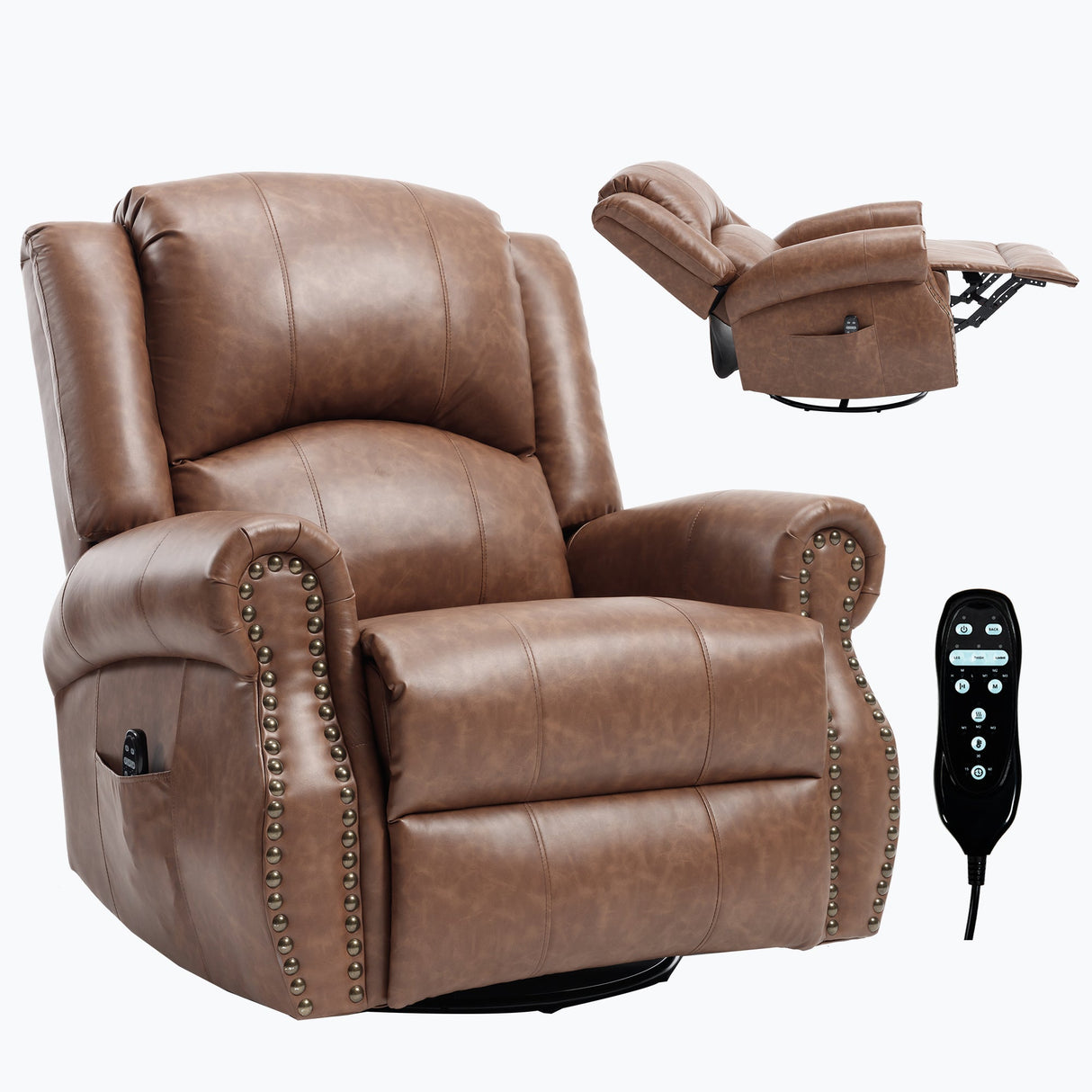 Heat Massage Manual Recliner Chair with Rocker and Swivel