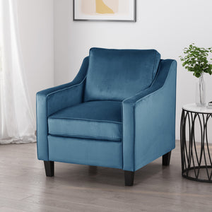 Blue Velvet Upholstered Club Chair