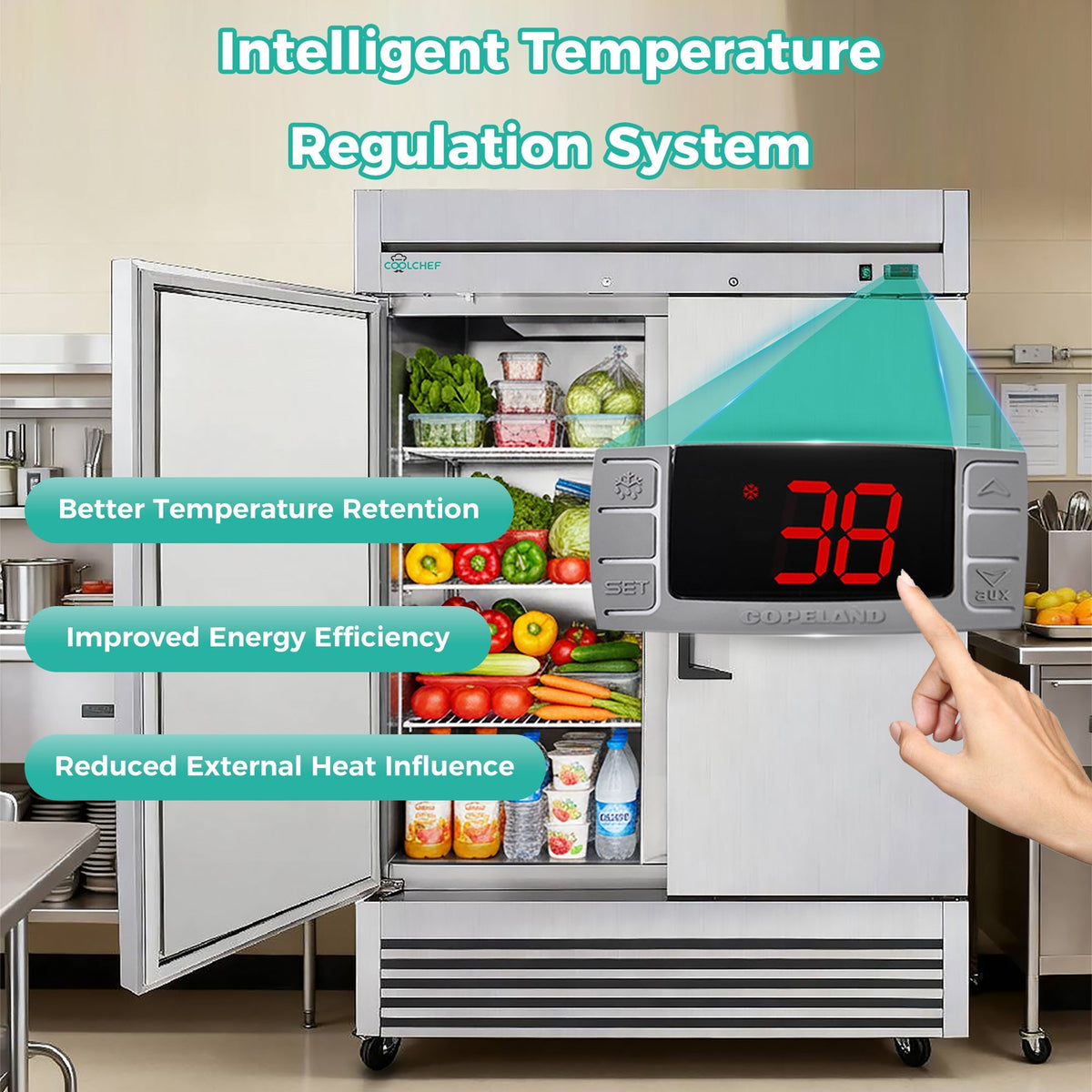 54" Commercial Refrigerator with 49 Cu.Ft Capacity - Stainless Steel, Silver