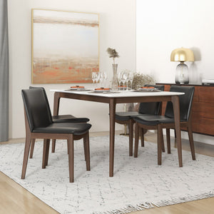 Mid-Century Modern Dining Chair Set of 2 with Solid Wood Frame - Dark Gray or Black