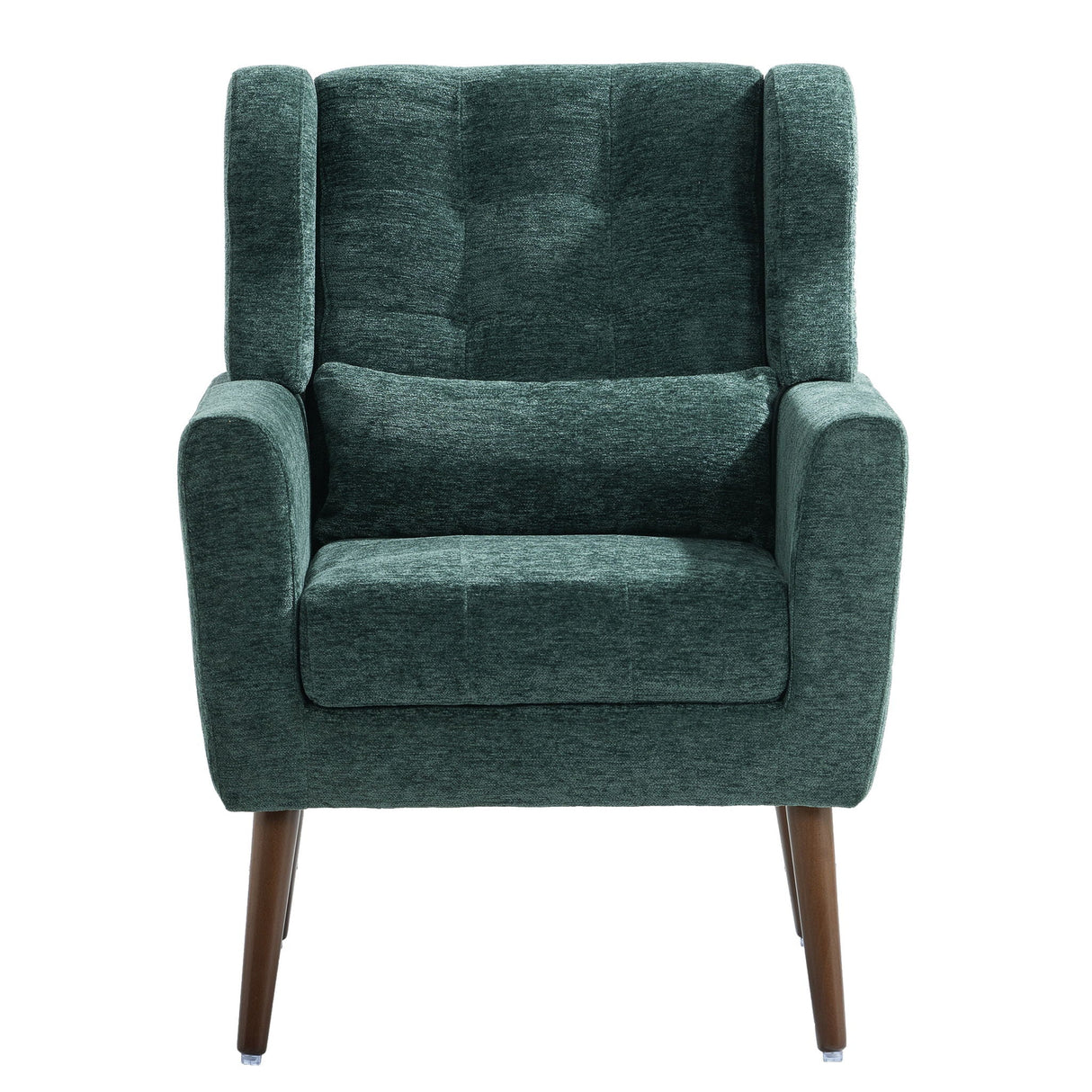 Modern Accent Chair, Arm Chairs For Living Room, Upholstered Mordern Armchair, Comfy Soft Padded Lounge Chair In Small Space, Bedroom, With Pillow, Solid Wood Leg