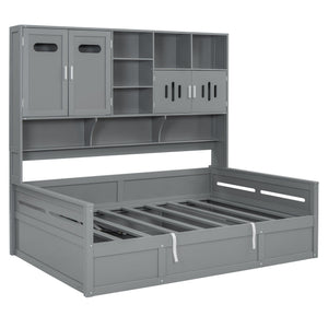 Daybed With All-In-One Cabinet And Shelf