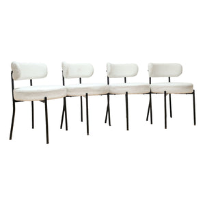 Extendable Dining Table Set With Curved Backrest Upholstered Chairs