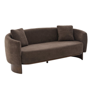 81 In. Curved Velvet Sofa With Wooden Base