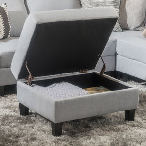 Storage Ottoman With Birch Wood Legs And Cushioned Top