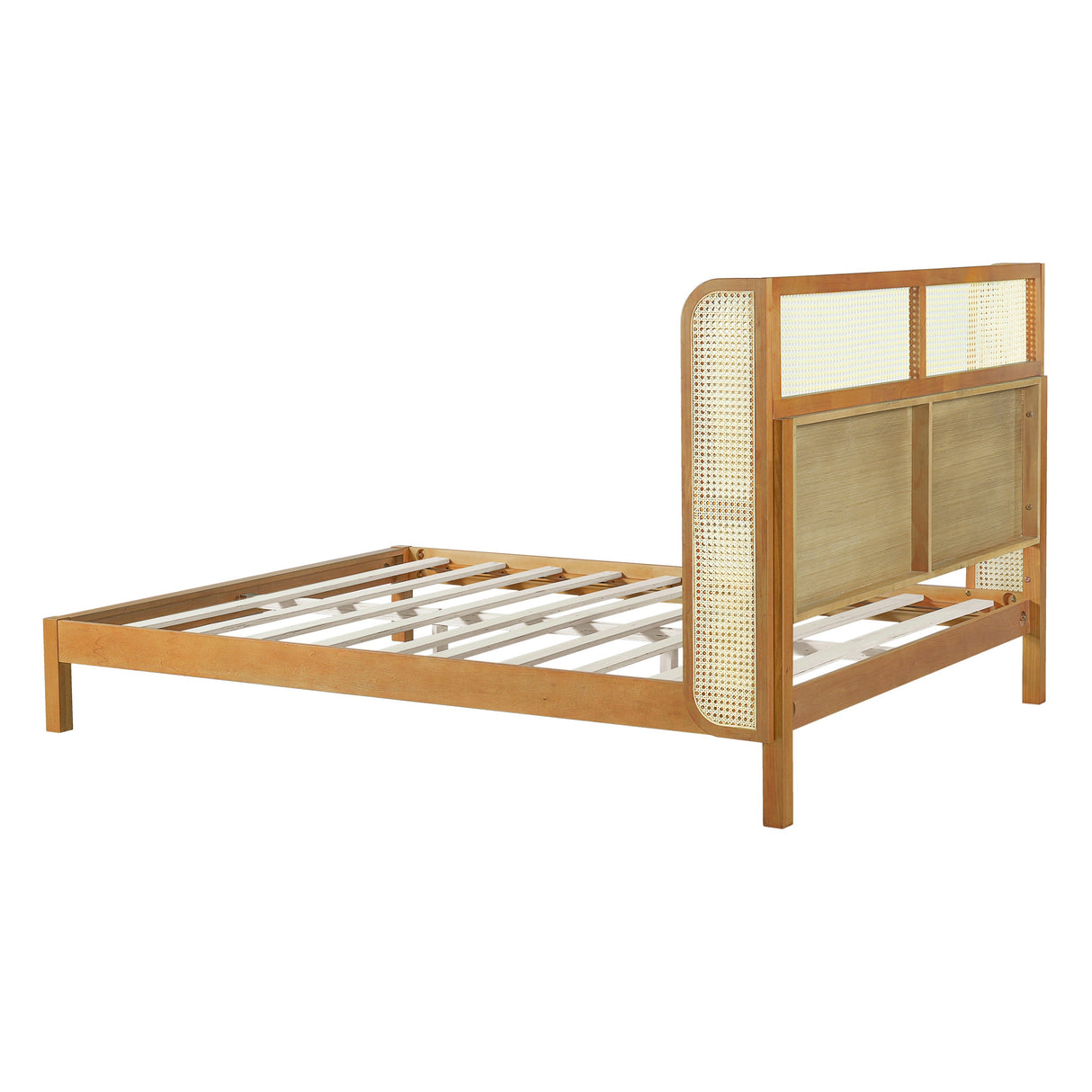 Premium Rubber Wood Platform Queen Bed Frame with Headboard