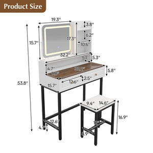 Makeup Vanity with LED Lighted Mirror