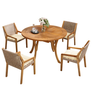 Outdoor Dining Set – Acacia Wood Hermosa Table & Wicker Chairs
