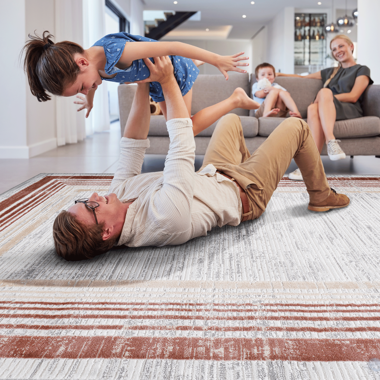 NAAR MARFI Collection Bordered Non-Shedding and Stain Resistant Area Rug