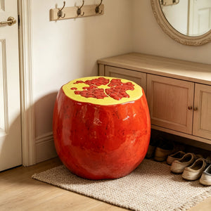Pomegranate Fruit Stool – 13.4" Oversized Resin Stool