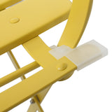 3 Pieces Patio Bistro Balcony Metail Chair Table Set-Yellow