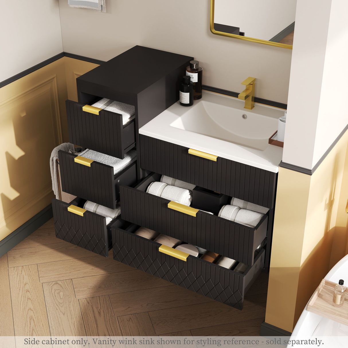 Modern Wall Mounted Floating Cabinet With Drawers For Bathroom