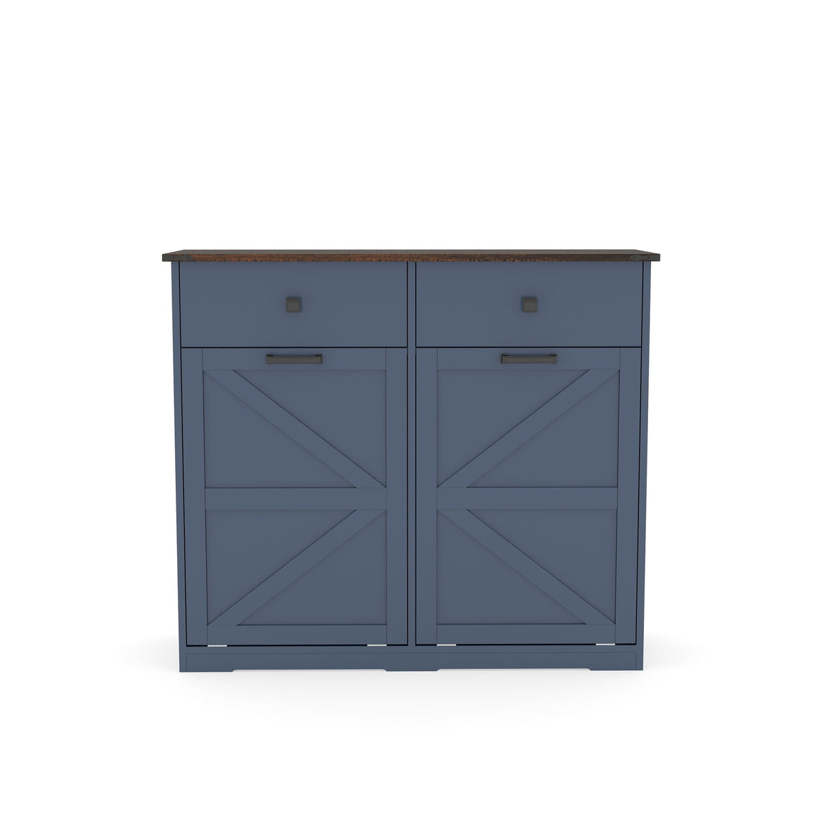 Double Tilt Out Trash Cabinet With Hideaway Drawer And Barn Door Style