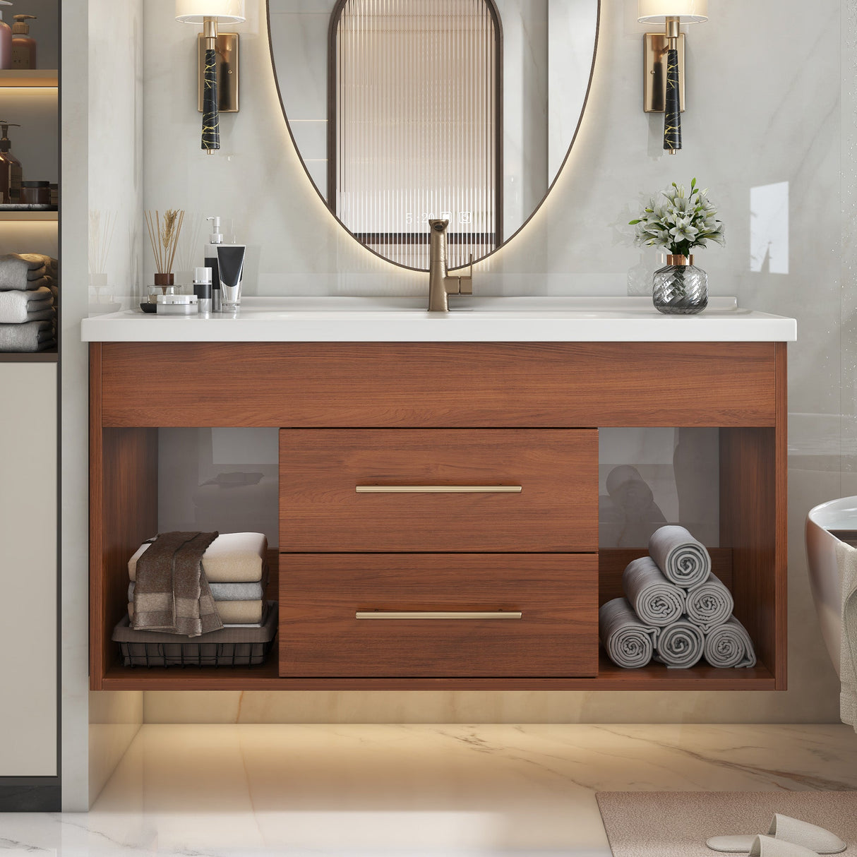 35.4" Mid-century Modern Single Bathroom Vanity