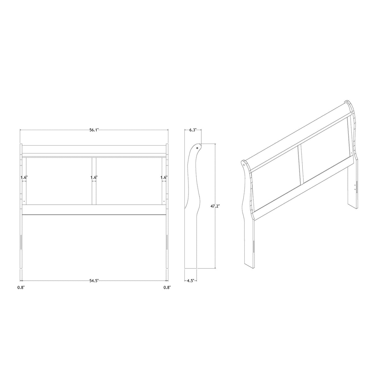 Charlston - Modern Sleigh Design Bed With LED