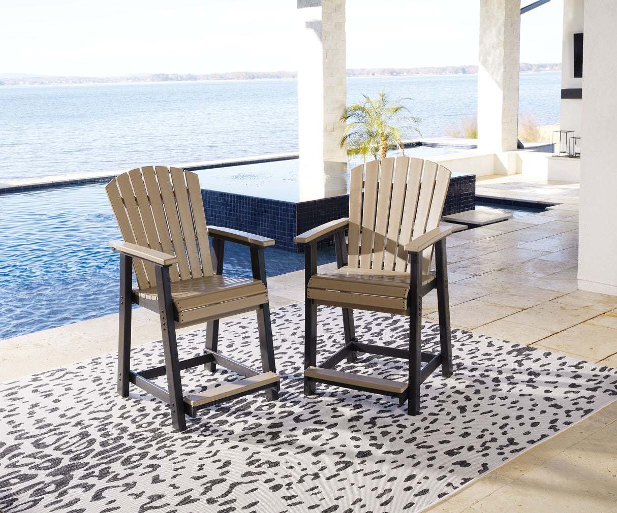 Fairen Trail - Barstool (Set of 2) - Black / Driftwood