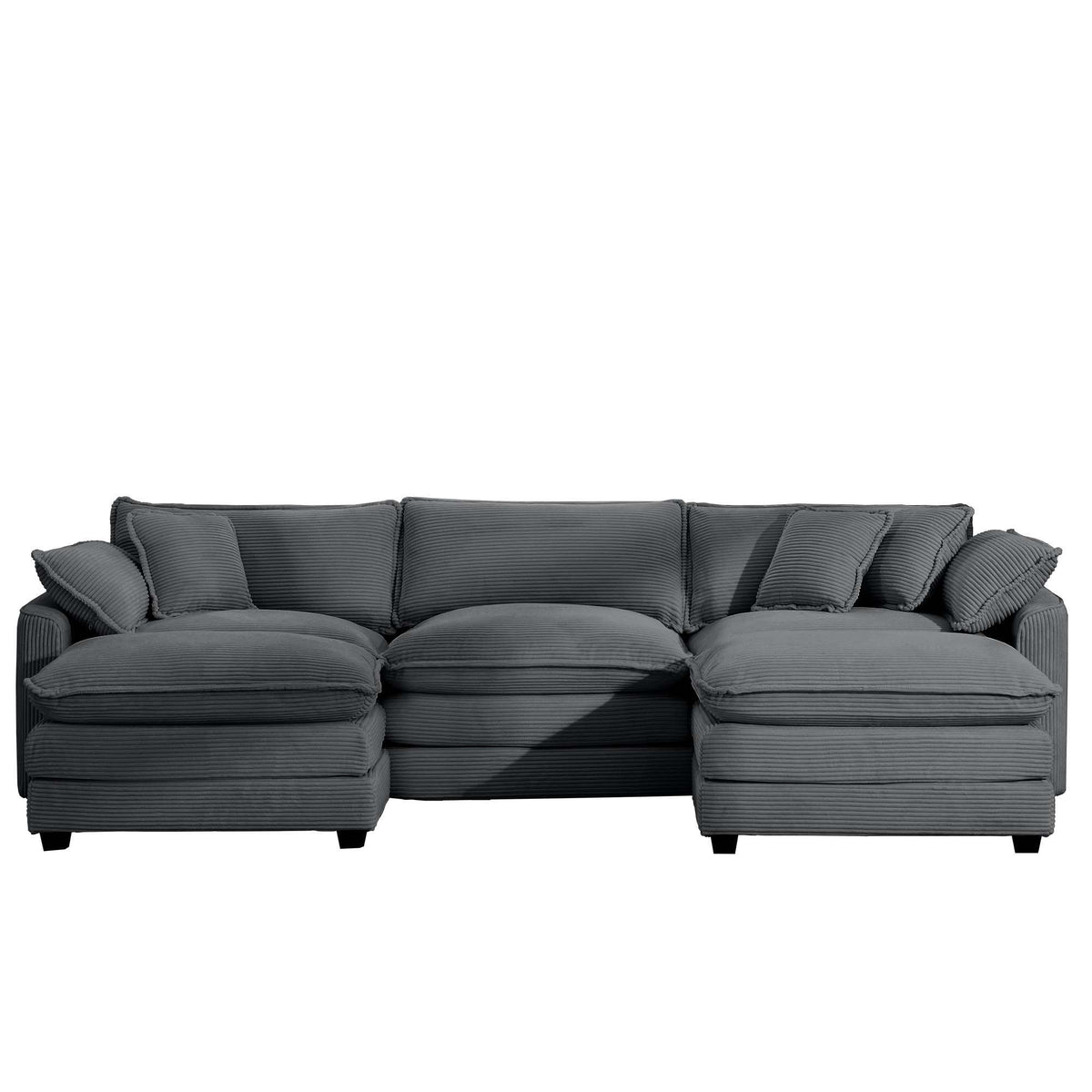 Modern Modular Cushion Sofa Set with Ottoman - Fabric, Multiple Colors