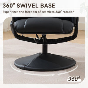 360° Swivel Reclining Chair With Wrapped Base, 5 Point Vibration Massage