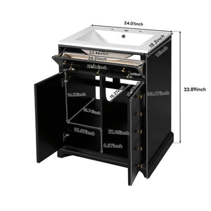 Bathroom Vanity With Drawer And Soft-Closing Doors, Sink Storage Cabinet For Small Spaces - Black