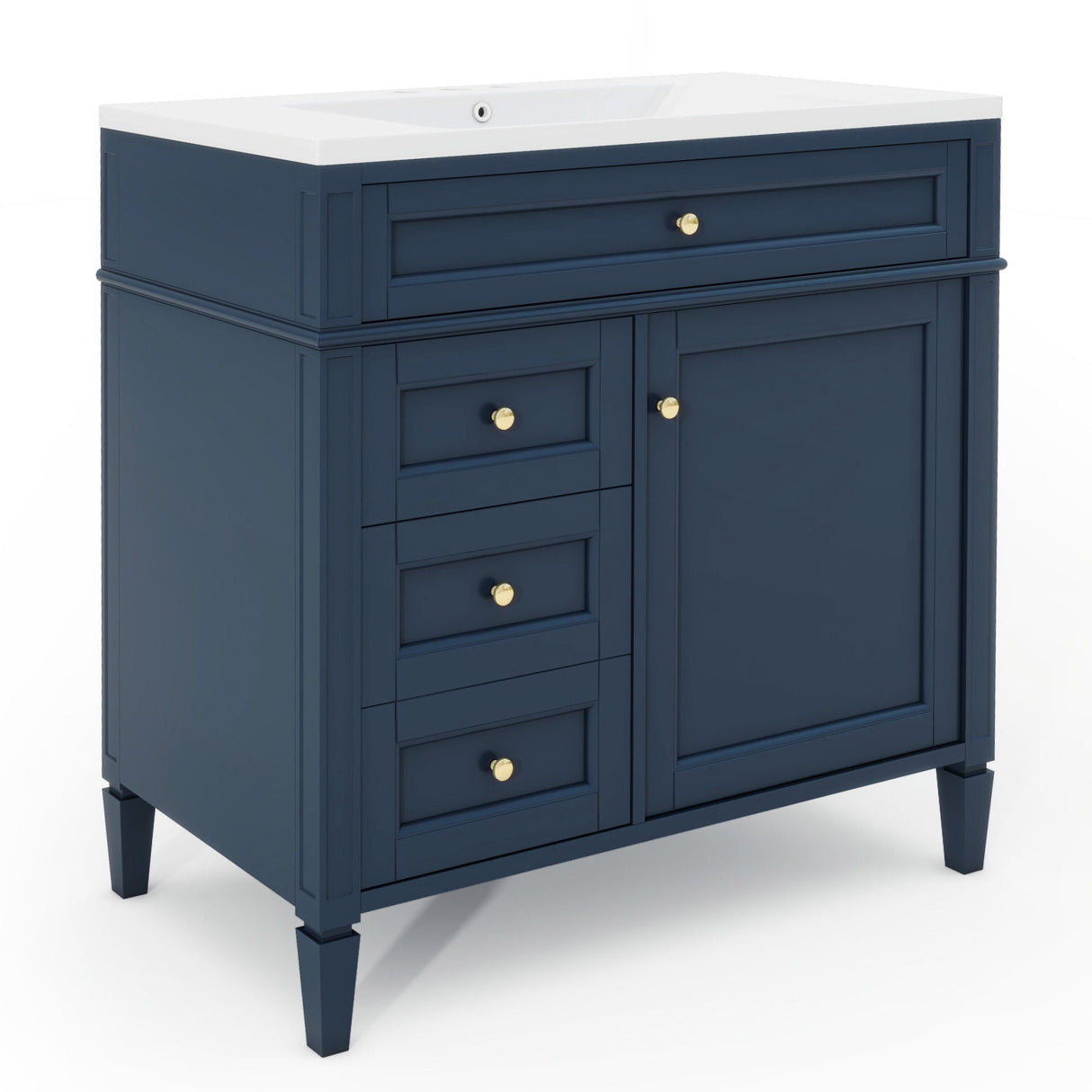 Bathroom Vanity With Top Sink, 2 Drawers and Tip Out Drawer