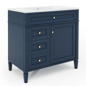 Bathroom Vanity With Top Sink, 2 Drawers and Tip Out Drawer