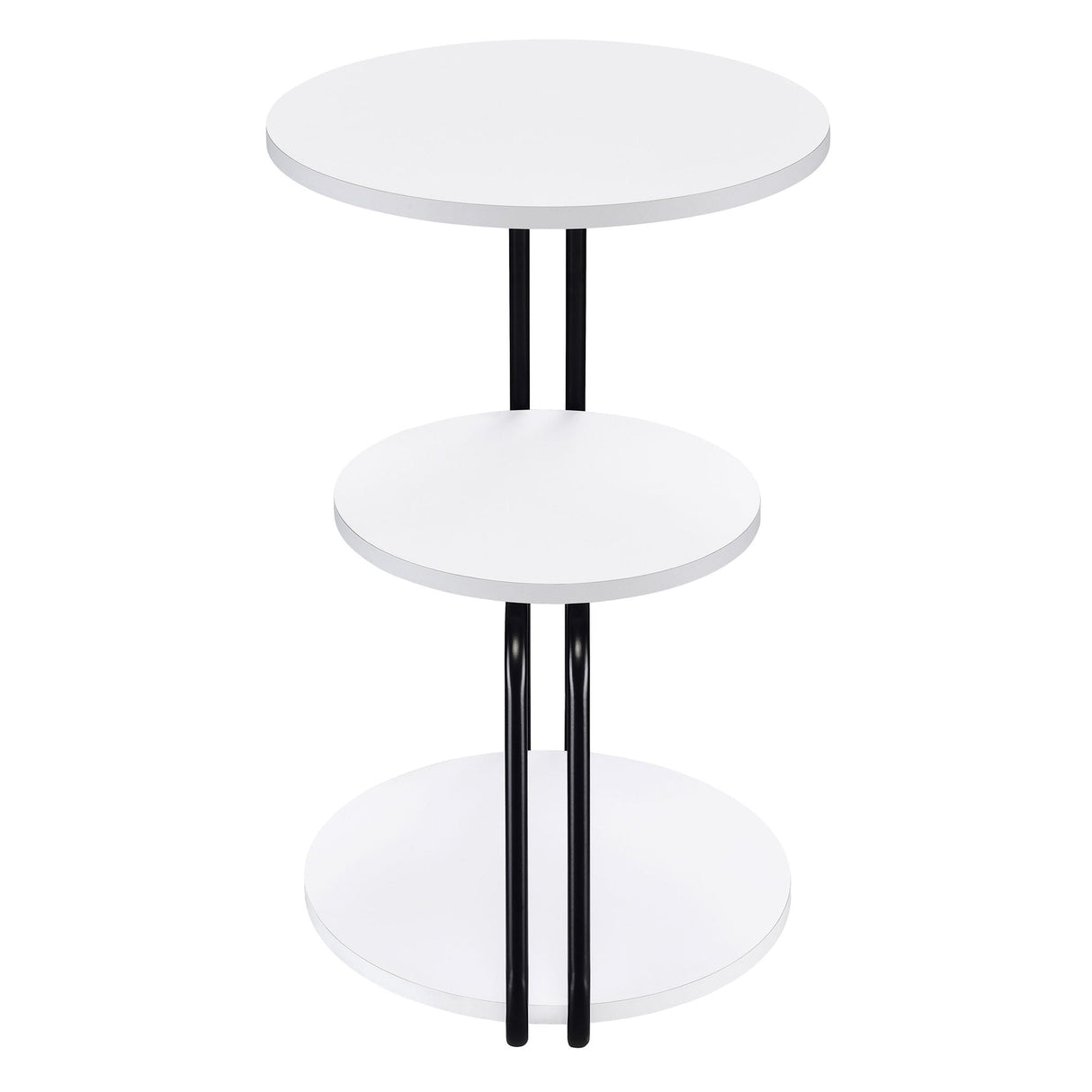 Dixon - 3 Tier Round Accent Side Table With Slim Legs - White / Black