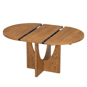 Topmax - 5 Piece Modern Extendable Round Dining Table Set With Removable Leaf For Small Places