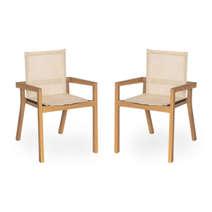 Belfast Dining Chair With Acacia Wood Frame And Seating (Set of 2)
