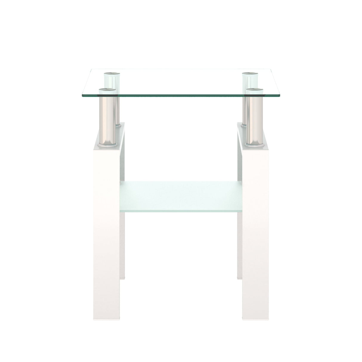 Modern Tempered Glass Tea Table, End Square Table For Living Room
