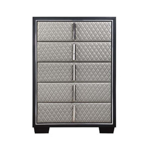 Nicola - Chest - Silver Synthetic Leather & Black
