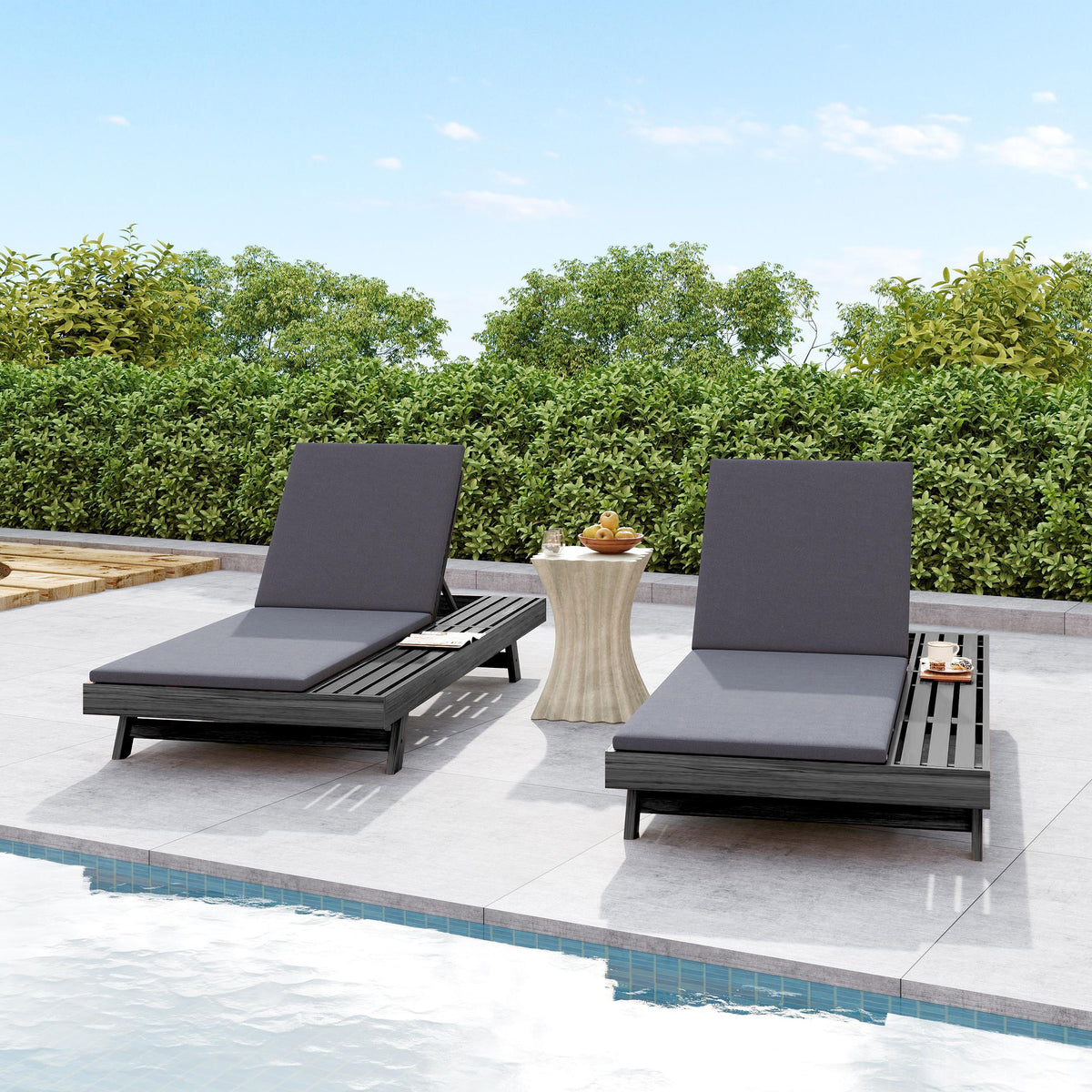 Lounge Chaise Set in Acacia Wood