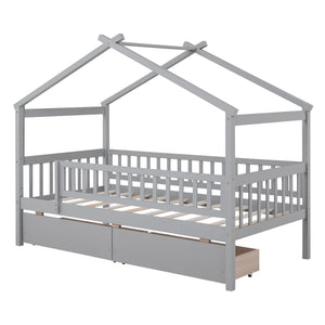 House Bed With 2 Drawers