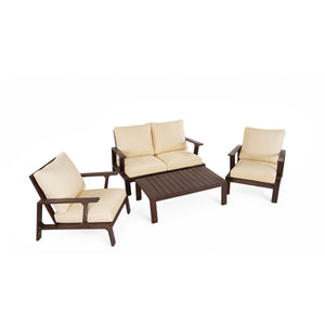 4 Pieces Outdoor Sofa Set with Cushions and Coffee Table