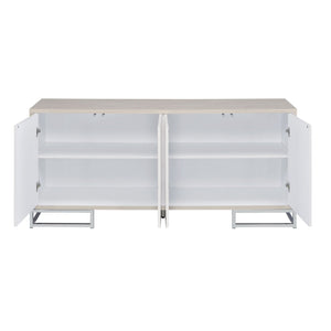 Panos Console Cabinet - White Marble / Chrome