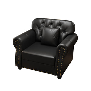 Upholstered Sofa With Nailhead Trim, Rolled Armrests With Ottoman