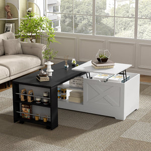 Farmhouse Lift Top Coffee Table With Barn Doors
