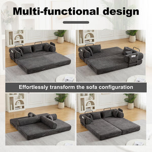 Convertible Sleeper Sofa Bed With Cylindrical Pillow