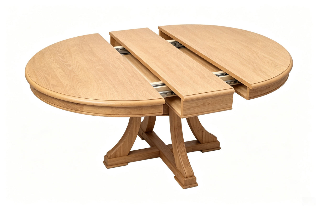 Extendable Round Rubber Wood Dining Table