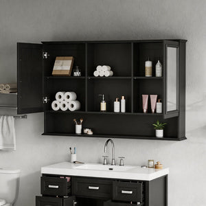 Wall Mounted Bathroom Medicine Cabinet With Double Mirrored Doors